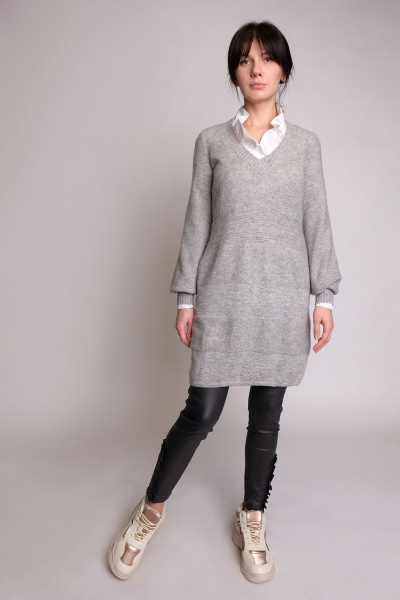 Платье на каждый день серое из трикотажа, демисезон BURVIN 6672-81 2 - фото 1