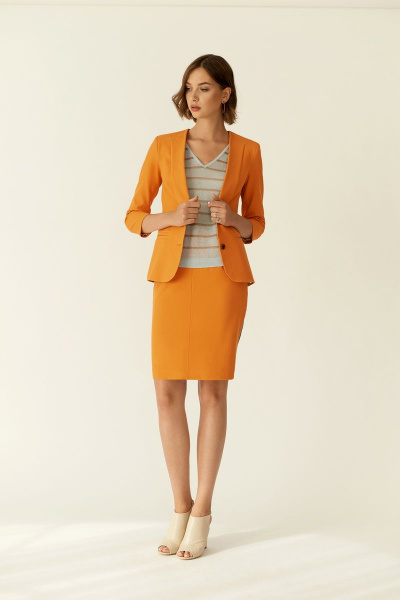 Оранжевая юбка из текстиля, нарядная, длиной 63 см BURVIN 6862-21 2 - фото 3