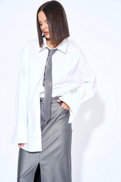 Блуза из блузочной ткани с прямым силуэтом многофункциональная AG Green G478/3 белый - фото 5