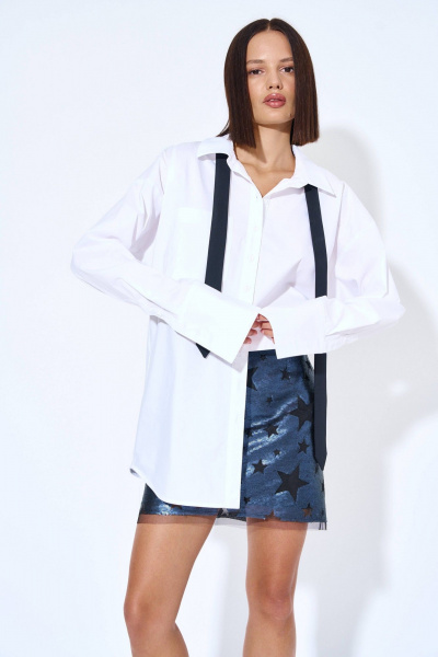 Блуза из блузочной ткани с прямым силуэтом многофункциональная AG Green G478/3 белый - фото 1