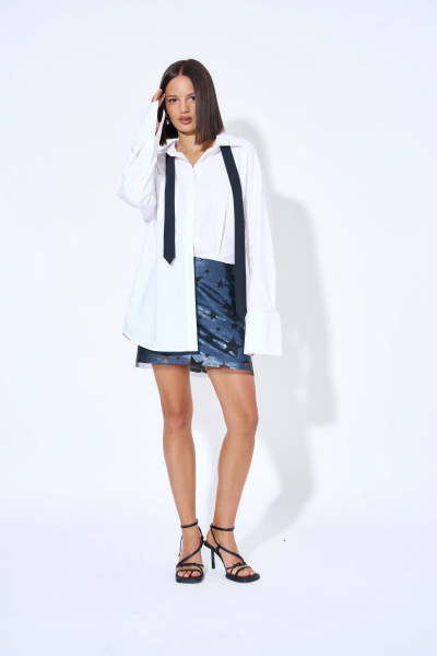 Блуза из блузочной ткани с прямым силуэтом многофункциональная AG Green G478/3 белый - фото 2