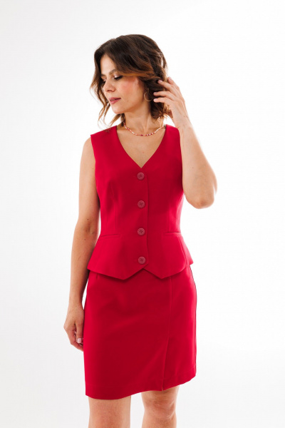Жилет, юбка ANIDEN 6121-1 красный - фото 1