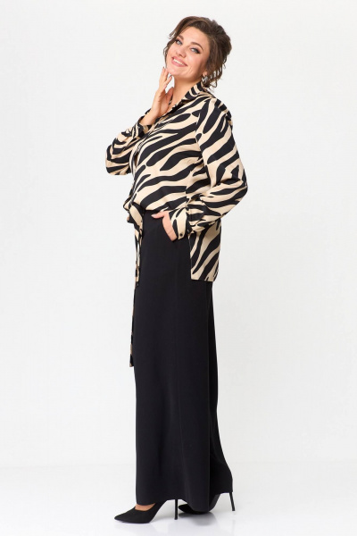 Блуза, брюки Koketka i K 1113 черный+бежевый - фото 4