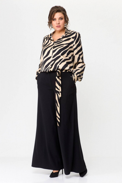 Блуза, брюки Koketka i K 1113 черный+бежевый - фото 2