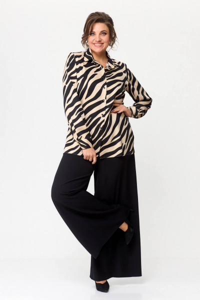 Блуза, брюки Koketka i K 1113 черный+бежевый - фото 5