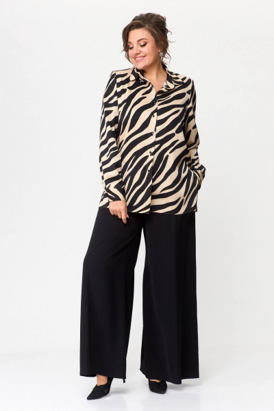 Блуза, брюки Koketka i K 1113 черный+бежевый - фото 6