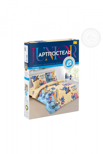 Комплект постельного белья поплин из хлопка голубой желтый АРТПОСТЕЛЬ 912 алоха - фото 5