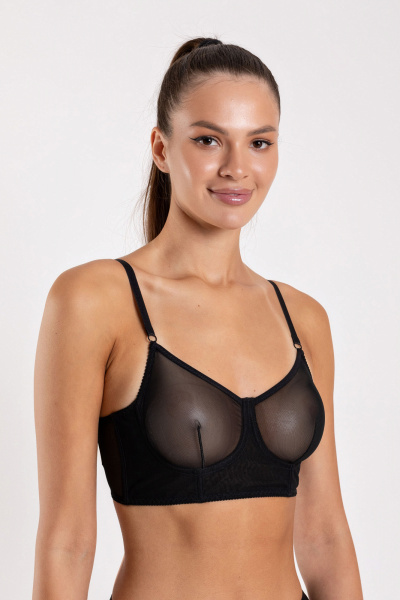 Круглогодичный черный бюстгальтер-холтер из сетки SERGE 1228/2 black001 - фото 1