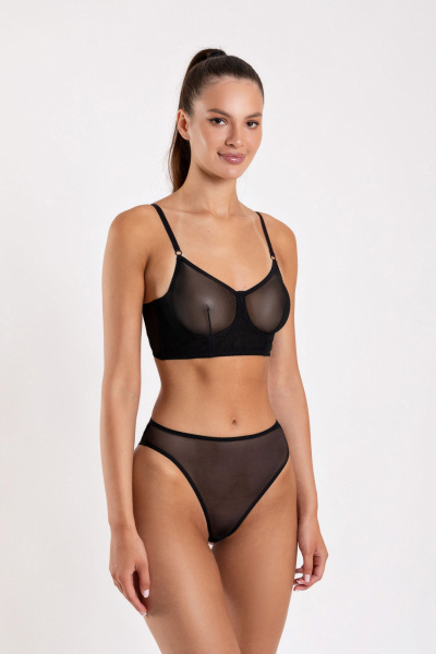Круглогодичный черный бюстгальтер-холтер из сетки SERGE 1228/2 black001 - фото 4