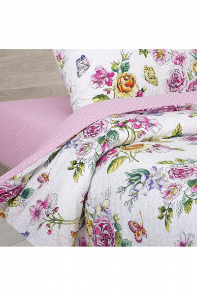 Белый и розовый поплиновый комплект постельного белья АРТПОСТЕЛЬ 904 мгновение - фото 3