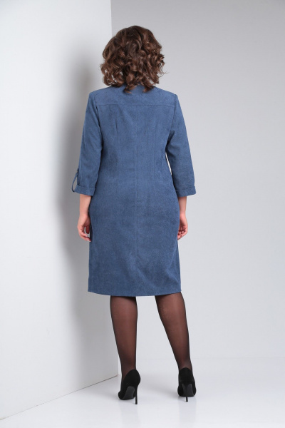 Платье вельветовое с кокетками и карманами Tensi 364 джинсовый - фото 6