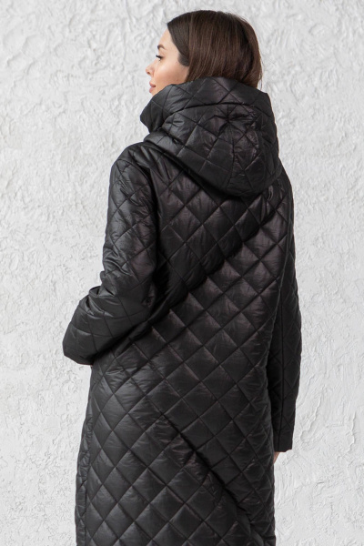 Пальто свободного кроя из плащёвой ткани и текстиля Ivera 7007 черный - фото 3