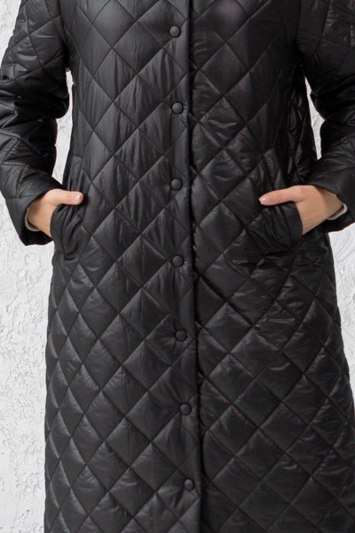 Пальто свободного кроя из плащёвой ткани и текстиля Ivera 7007 черный - фото 8