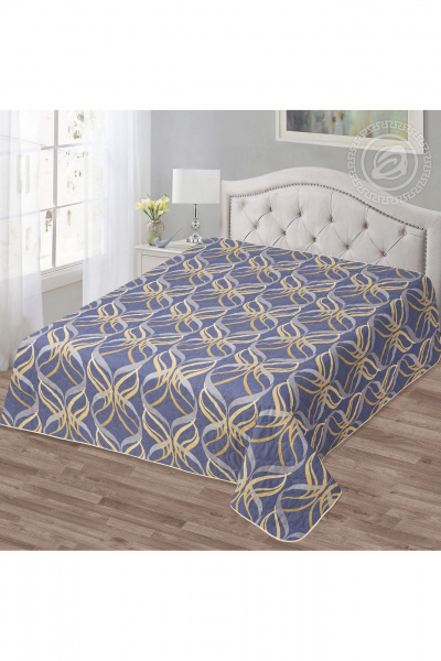 Стеганное хлопковое покрывало, синий цвет, универсальный стиль АРТПОСТЕЛЬ 2256 дарси - фото 1