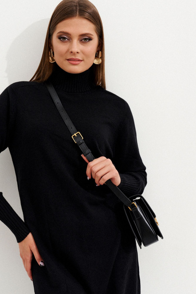 Платье базовое из трикотажа с горловиной и свободной посадкой Ketty К-16280 черный - фото 2