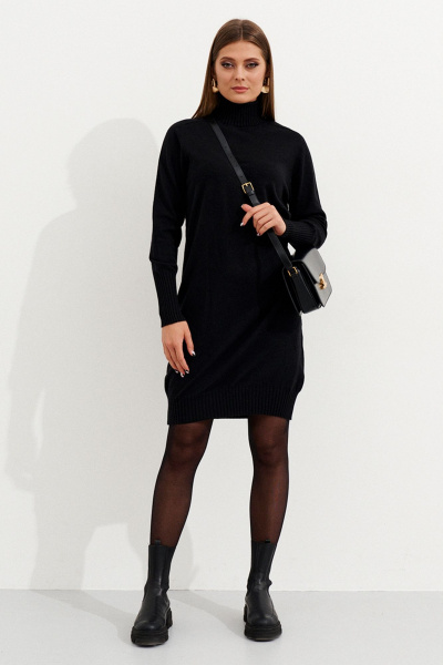 Платье базовое из трикотажа с горловиной и свободной посадкой Ketty К-16280 черный - фото 6