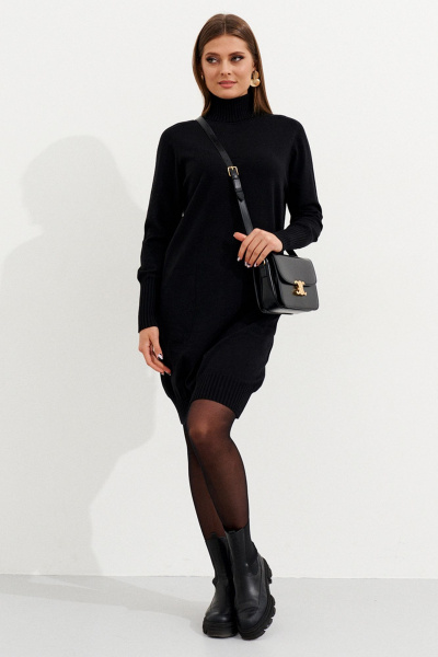 Платье базовое из трикотажа с горловиной и свободной посадкой Ketty К-16280 черный - фото 4