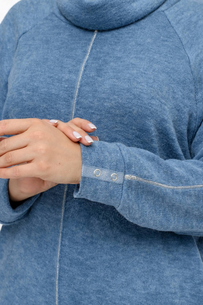 Джемпер с воротником и тесьмой из ангорского имитатора La rouge 33325 голубой - фото 6