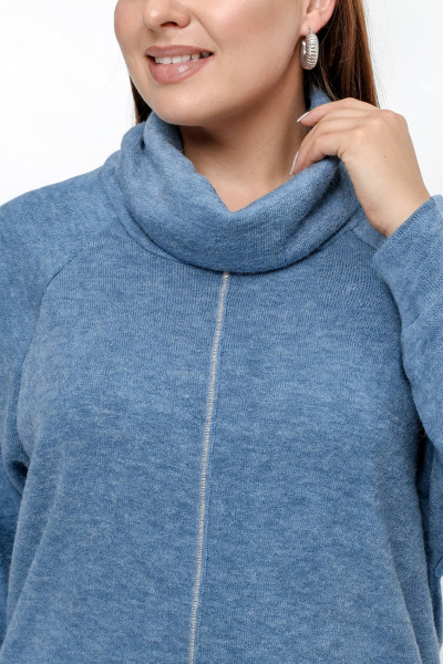 Джемпер с воротником и тесьмой из ангорского имитатора La rouge 33325 голубой - фото 5