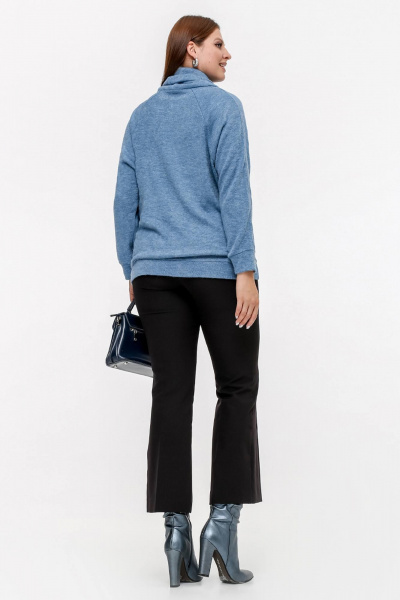 Джемпер с воротником и тесьмой из ангорского имитатора La rouge 33325 голубой - фото 4