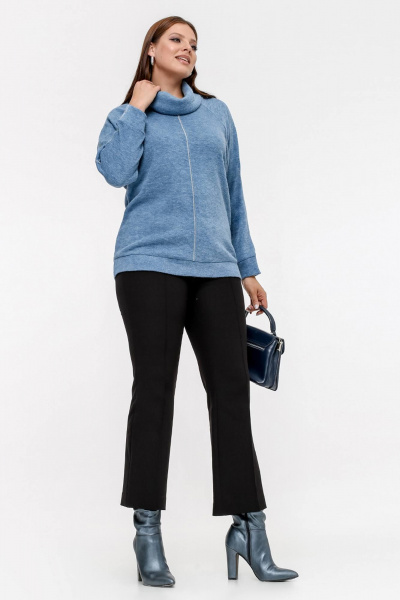 Джемпер с воротником и тесьмой из ангорского имитатора La rouge 33325 голубой - фото 3