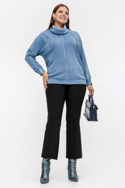 Джемпер с воротником и тесьмой из ангорского имитатора La rouge 33325 голубой - фото 2