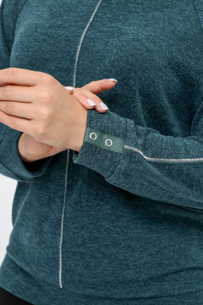 Джемпер зеленый с отстрочками из ангорского материала La rouge 33325 темно-изумрудный - фото 6