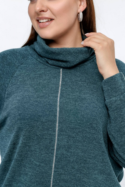 Джемпер зеленый с отстрочками из ангорского материала La rouge 33325 темно-изумрудный - фото 5