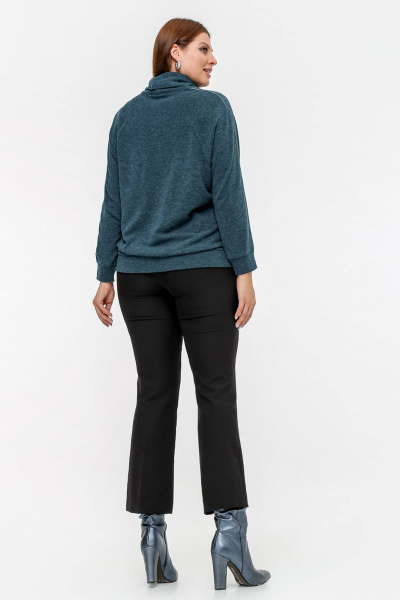 Джемпер зеленый с отстрочками из ангорского материала La rouge 33325 темно-изумрудный - фото 4