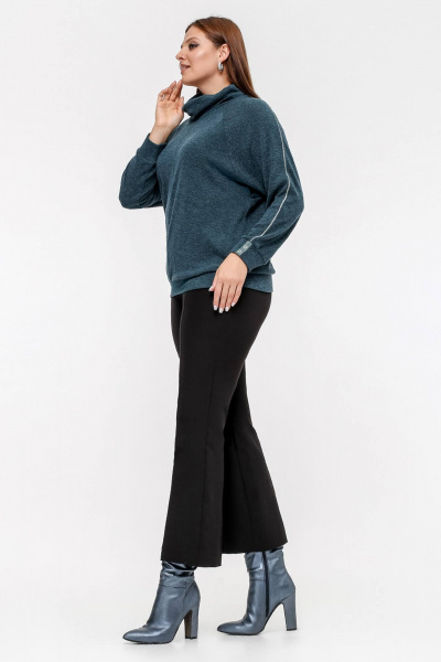 Джемпер зеленый с отстрочками из ангорского материала La rouge 33325 темно-изумрудный - фото 3