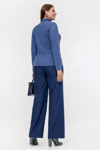 Водолазка полуприлегающая голубая из вискозы и трикотажа La rouge 38975 джинсовый - фото 5