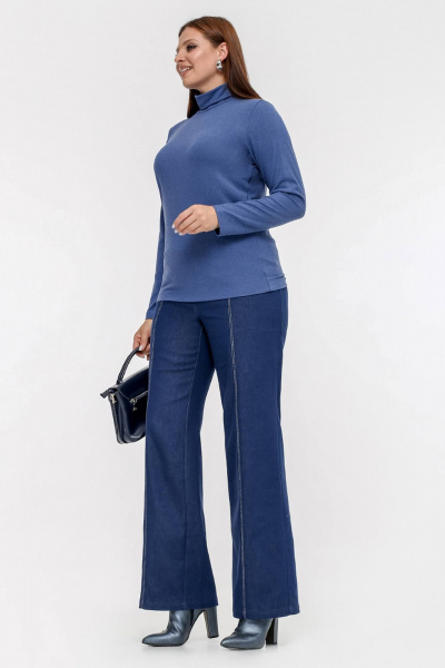 Водолазка полуприлегающая голубая из вискозы и трикотажа La rouge 38975 джинсовый - фото 4