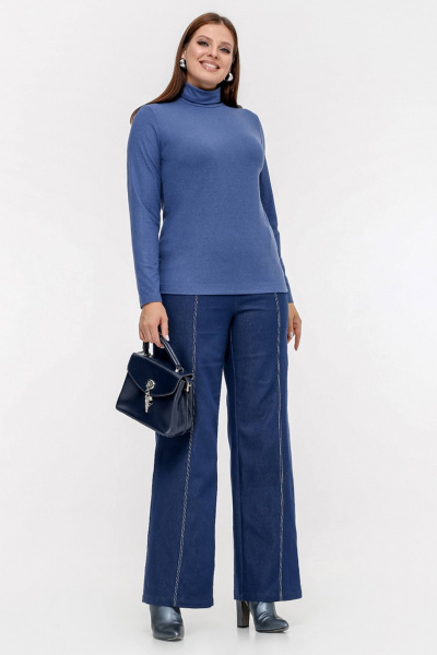 Водолазка полуприлегающая голубая из вискозы и трикотажа La rouge 38975 джинсовый - фото 3