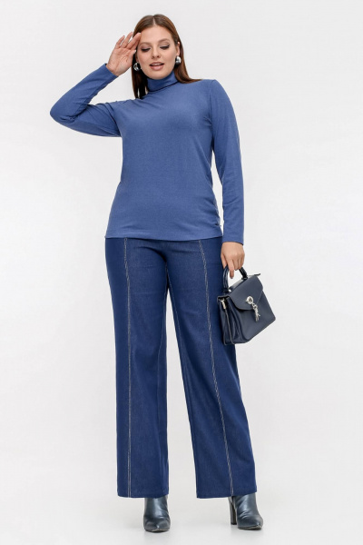 Водолазка полуприлегающая голубая из вискозы и трикотажа La rouge 38975 джинсовый - фото 2