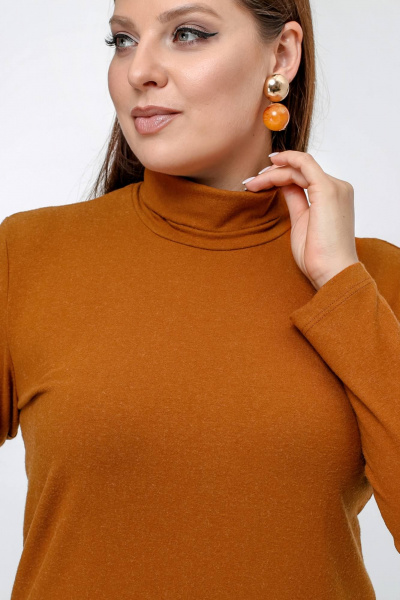 Водолазка оранжевая из вискозы и трикотажа для повседневности La rouge 38975 золото - фото 5