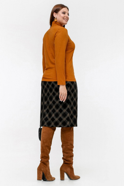 Водолазка оранжевая из вискозы и трикотажа для повседневности La rouge 38975 золото - фото 4