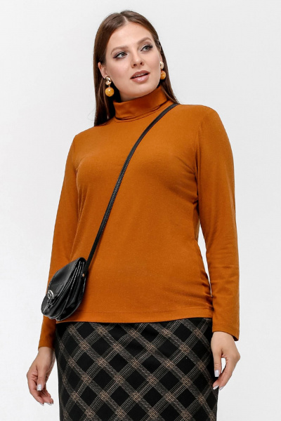 Водолазка оранжевая из вискозы и трикотажа для повседневности La rouge 38975 золото - фото 1