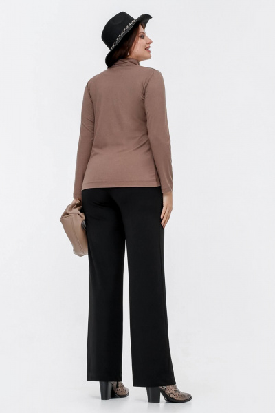 Водолазка коричневая из вискозы и трикотажа для базового гардероба La rouge 38975 молочный-шоколад - фото 4