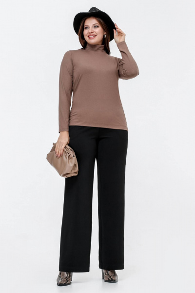 Водолазка коричневая из вискозы и трикотажа для базового гардероба La rouge 38975 молочный-шоколад - фото 2