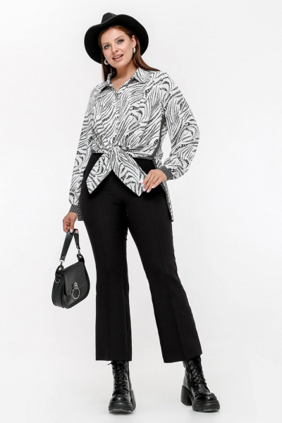 Блуза свободного силуэта мультиколор для делового стиля La rouge 6267 белый-(зебра) - фото 7