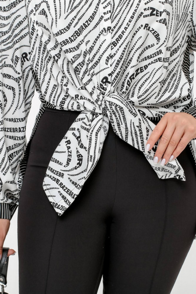 Блуза свободного силуэта мультиколор для делового стиля La rouge 6267 белый-(зебра) - фото 6