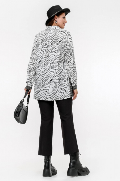 Блуза свободного силуэта мультиколор для делового стиля La rouge 6267 белый-(зебра) - фото 4