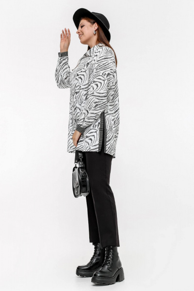 Блуза свободного силуэта мультиколор для делового стиля La rouge 6267 белый-(зебра) - фото 3