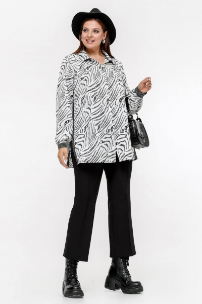 Блуза свободного силуэта мультиколор для делового стиля La rouge 6267 белый-(зебра) - фото 2