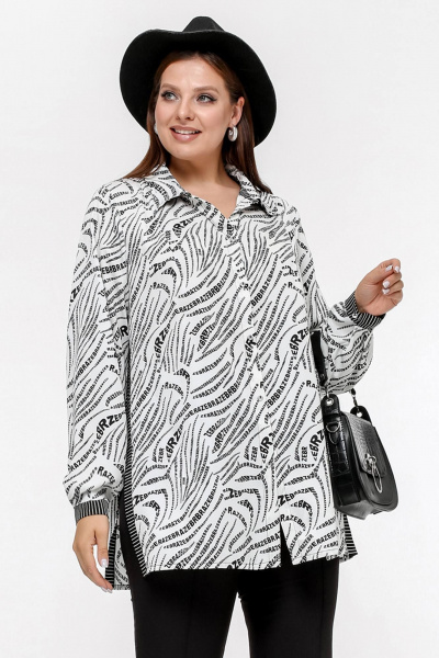 Блуза свободного силуэта мультиколор для делового стиля La rouge 6267 белый-(зебра) - фото 1