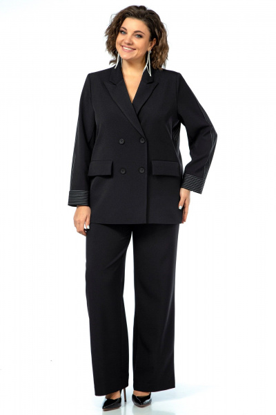 Черный костюм 2-ка из текстиля с декором Alani Collection 2017 узкая_полоска - фото 11