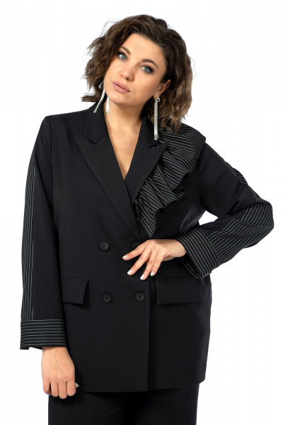 Черный костюм 2-ка из текстиля с декором Alani Collection 2017 узкая_полоска - фото 8