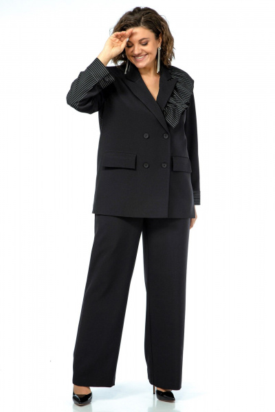 Черный костюм 2-ка из текстиля с декором Alani Collection 2017 узкая_полоска - фото 5
