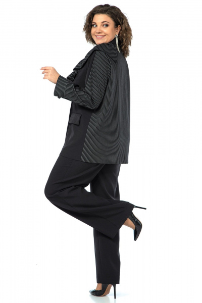 Черный костюм 2-ка из текстиля с декором Alani Collection 2017 узкая_полоска - фото 7