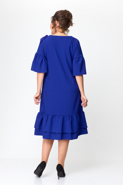 Платье синее свободного кроя с воланами и бантом Solomeya Lux 962 электрик-бант - фото 3